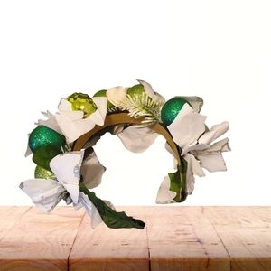 Christmas holiday crown with ornaments, pointsettia headband, Poinsettias